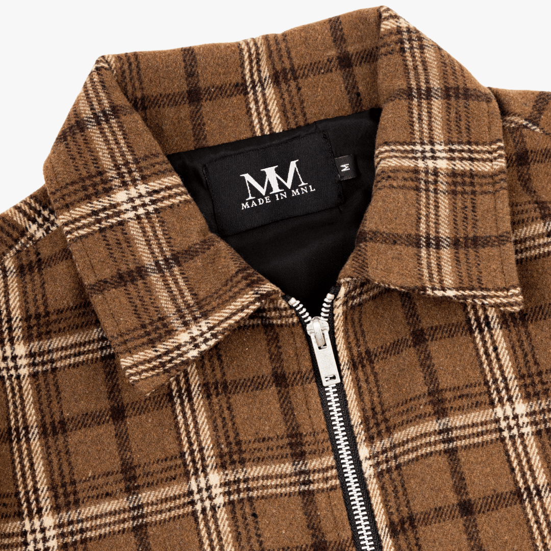 Made In Mnl Boxy Fit Plaid Harrington Jacket with Double Zipper ...