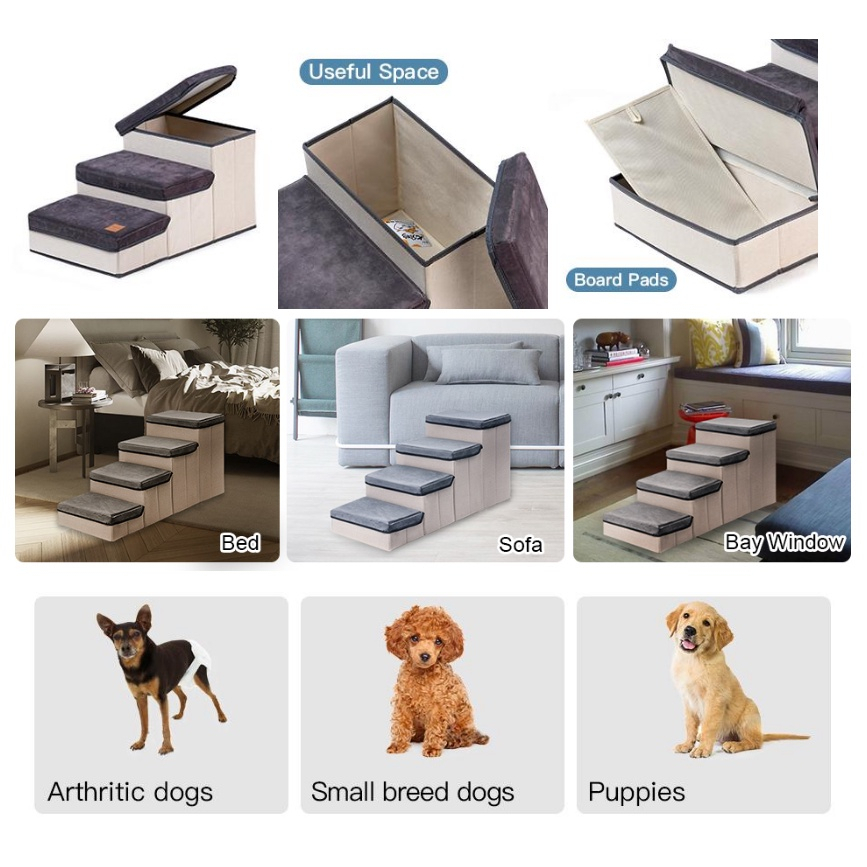 Pet Stairs Folding Storage Cat Dog Climbing Ladder Household Three ...