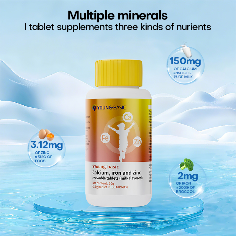 9Young-Basic Calcium Iron Zinc Chewable Nutritional Supplement for ...