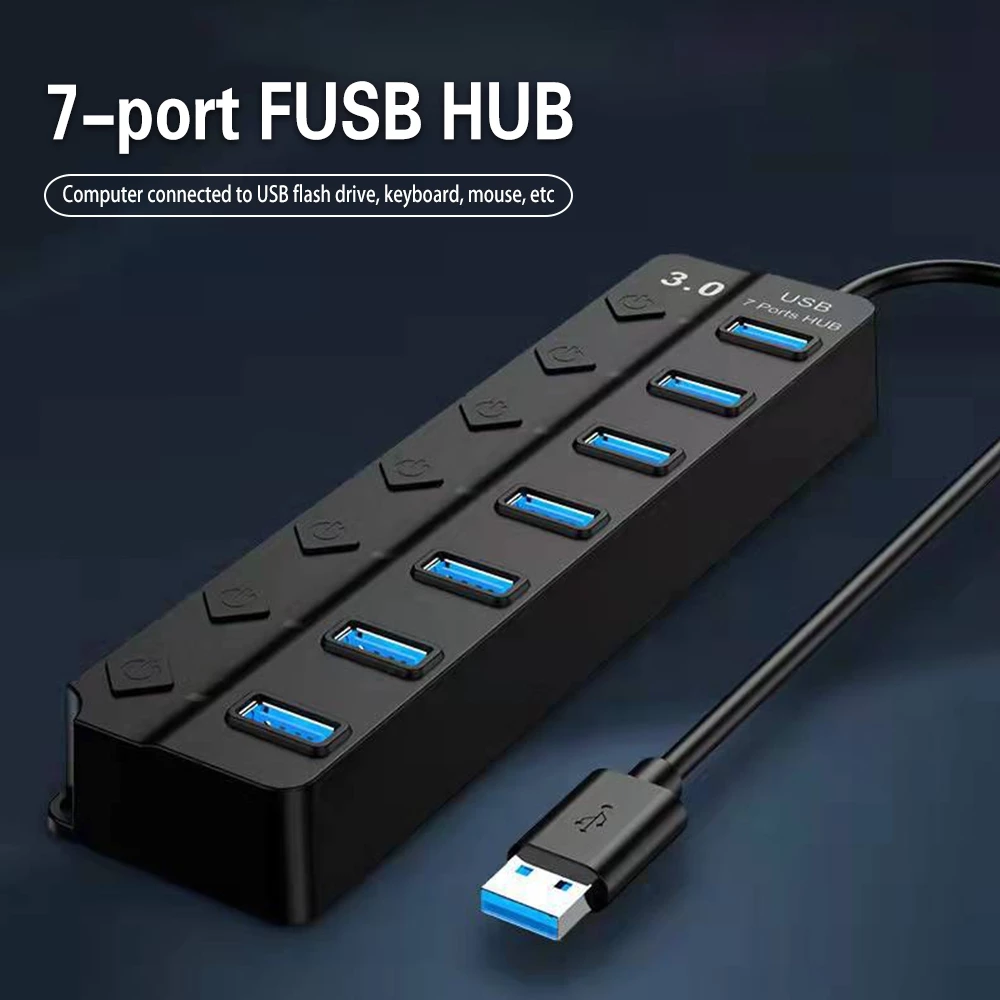 3/4/7 Port Hub for USB 3.0 Hub USB Splitter Hub Use Power Adapter ...