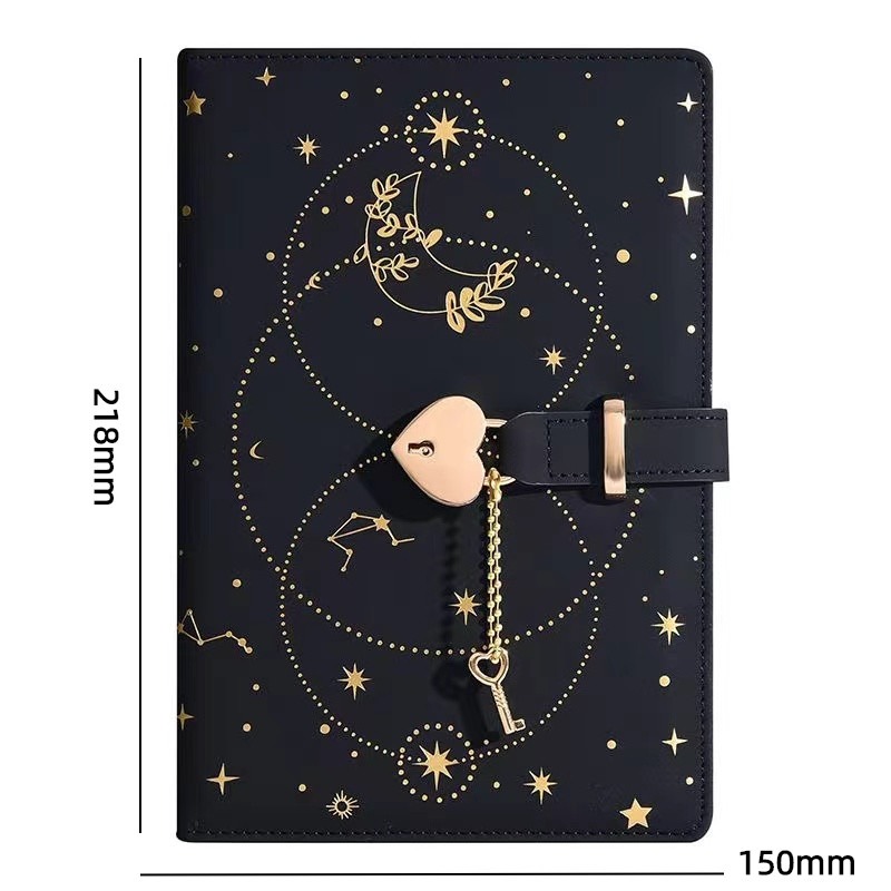 A5 Password Notebook Thickened Notepad Creative Heart Shaped Key Lock ...