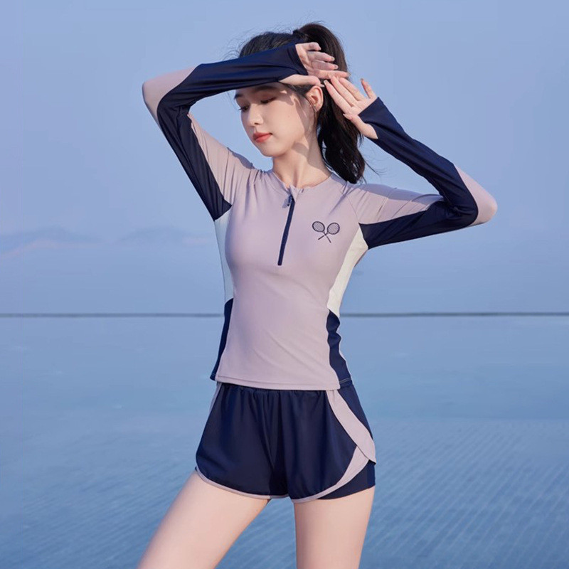 2025 New Two Piece Set Swimsuit For Women Long-Sleeved Rash Guard Sun ...