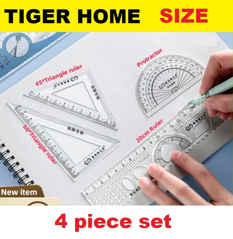4-piece Ruler set student drawing set ruler simple transparent four ...