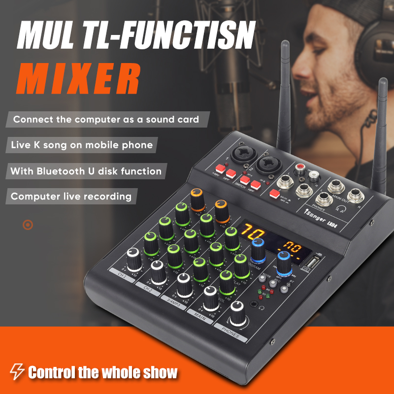 Professional Mini Audio 6 Channel USB MP3 Computer Mixer, Wireless ...