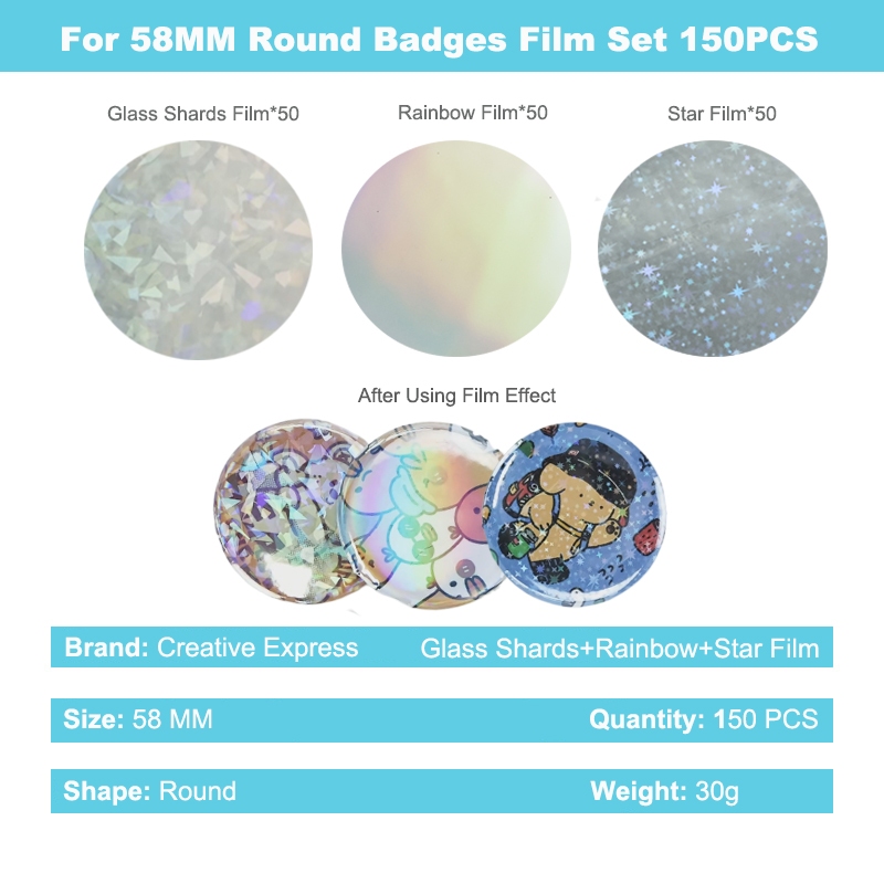 Creative Mylar Film 50PCS For Badge Glass Shards / Stars / Rainbow Film ...