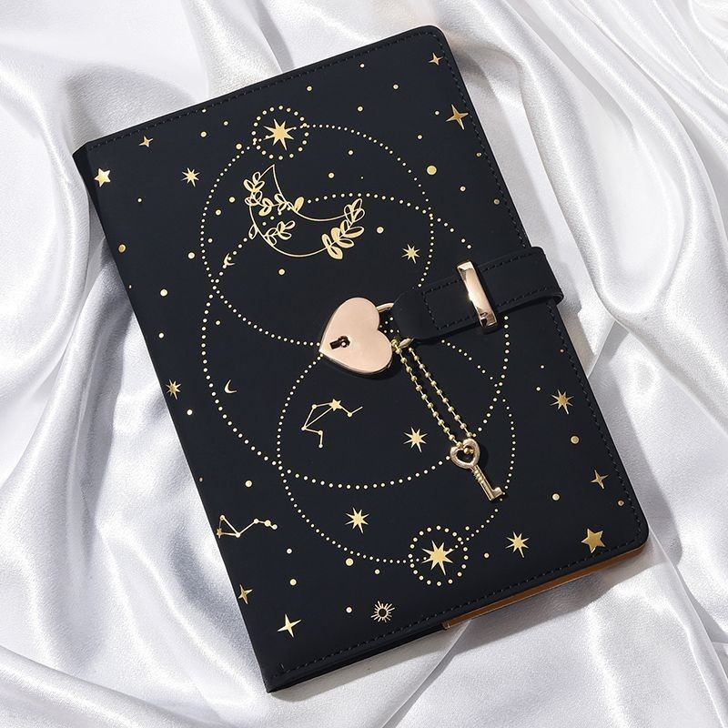 A5 Password Notebook Thickened Notepad Creative Heart Shaped Key Lock ...