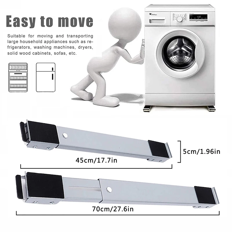 2PCS Appliance Roller Trolley Movable Washing Machine Refrigerator ...
