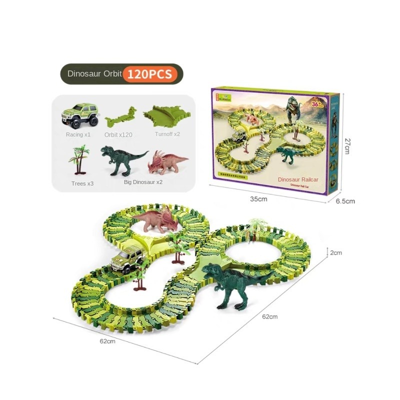 Dinosaur Rail Car Set Electricity Track Car Toys For Kids DIY Assembly ...