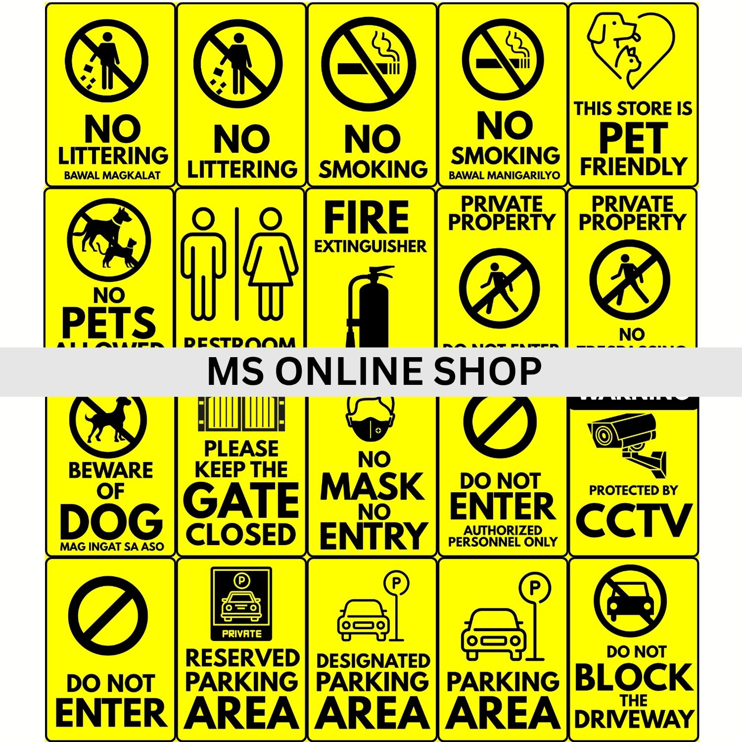 Yellow Laminated Signage Vinyl Sticker Signage A4 Waterproof | Shopee ...