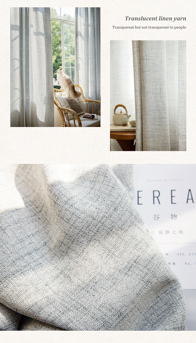 Popxstar  Japanese Folk Quiet Style Wrinkled Linen Texture Balcony Bedroom Screen Curtain main image 1