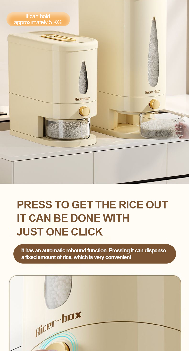 Automatic Rice Dispenser Box Keep Clear Rice Bucket Insect Fresh Large ...