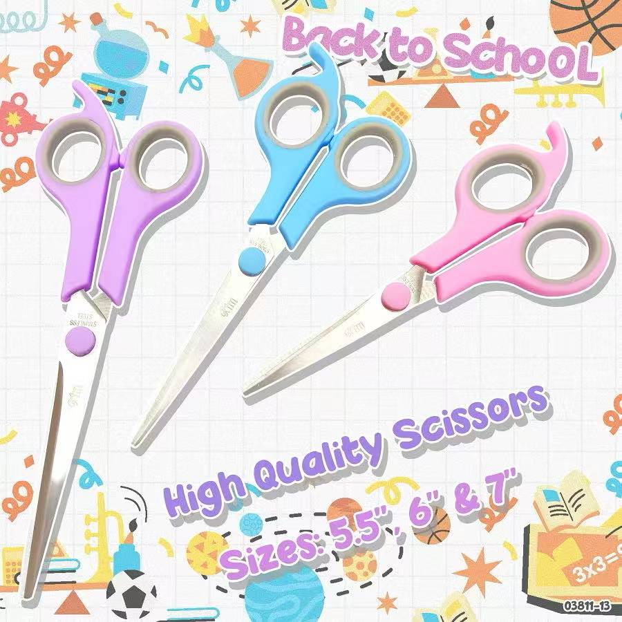 JS # 3 Size Assorted Color Student Scissors DIY cutter Stationary High ...