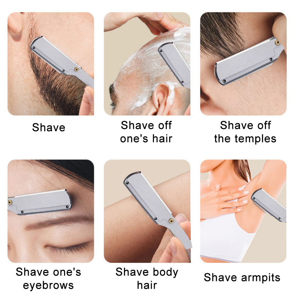 Folding Barber Razor Shaver Edge Manual Steel Trimming Beard Shaving ...