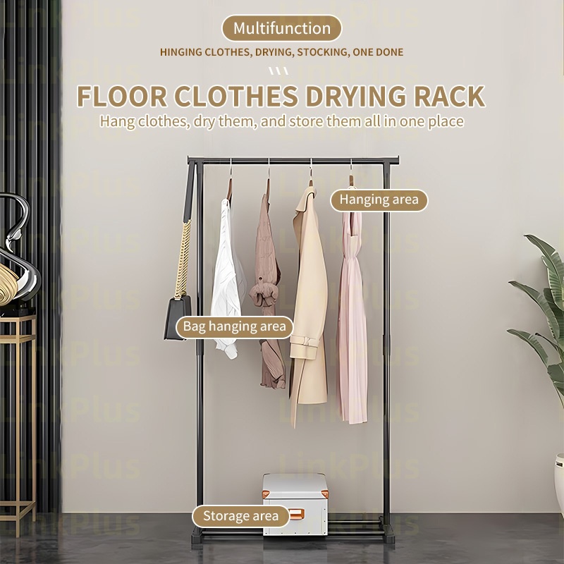 Single bar coat rack floor-standing bedroom movable clothes rack ...