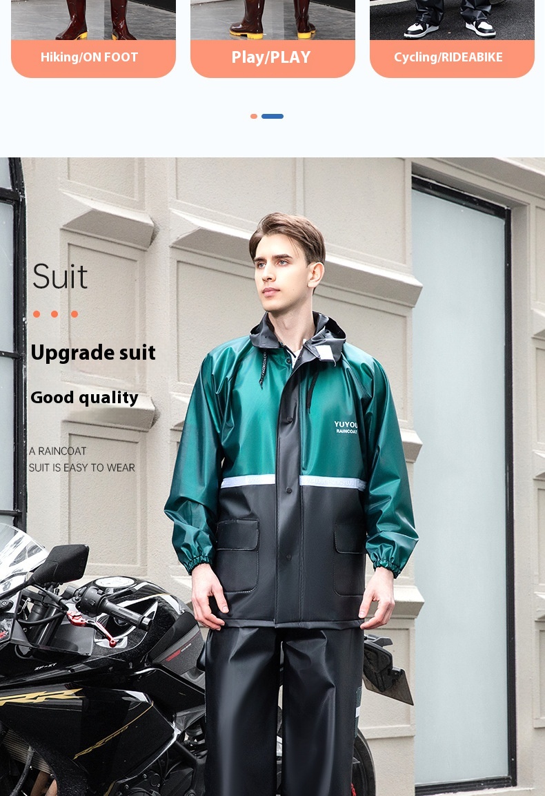 Motorcycle Riding Rain Coat Suit / Raincoat Double Layer Set Motorcycle ...