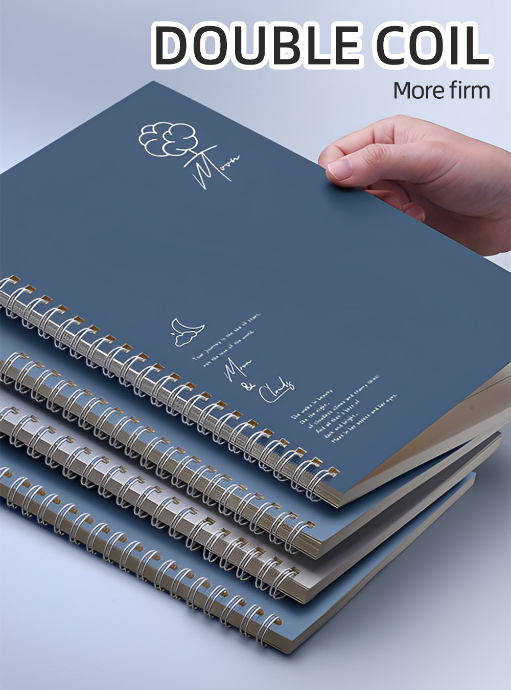 4Pcs A5 60Sheets Double Coil Design Notebook Simple Art Style Spiral ...