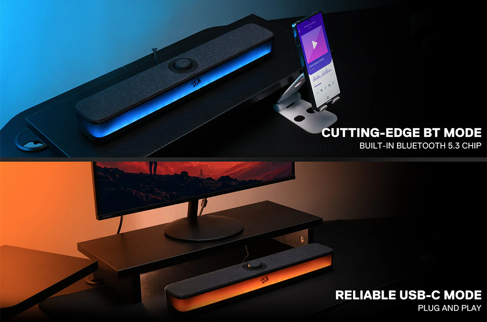 Redragon GS520 Anvil RGB Desktop Altoparlanti, altoparlante stereo per PC a 2.0 canali con 6