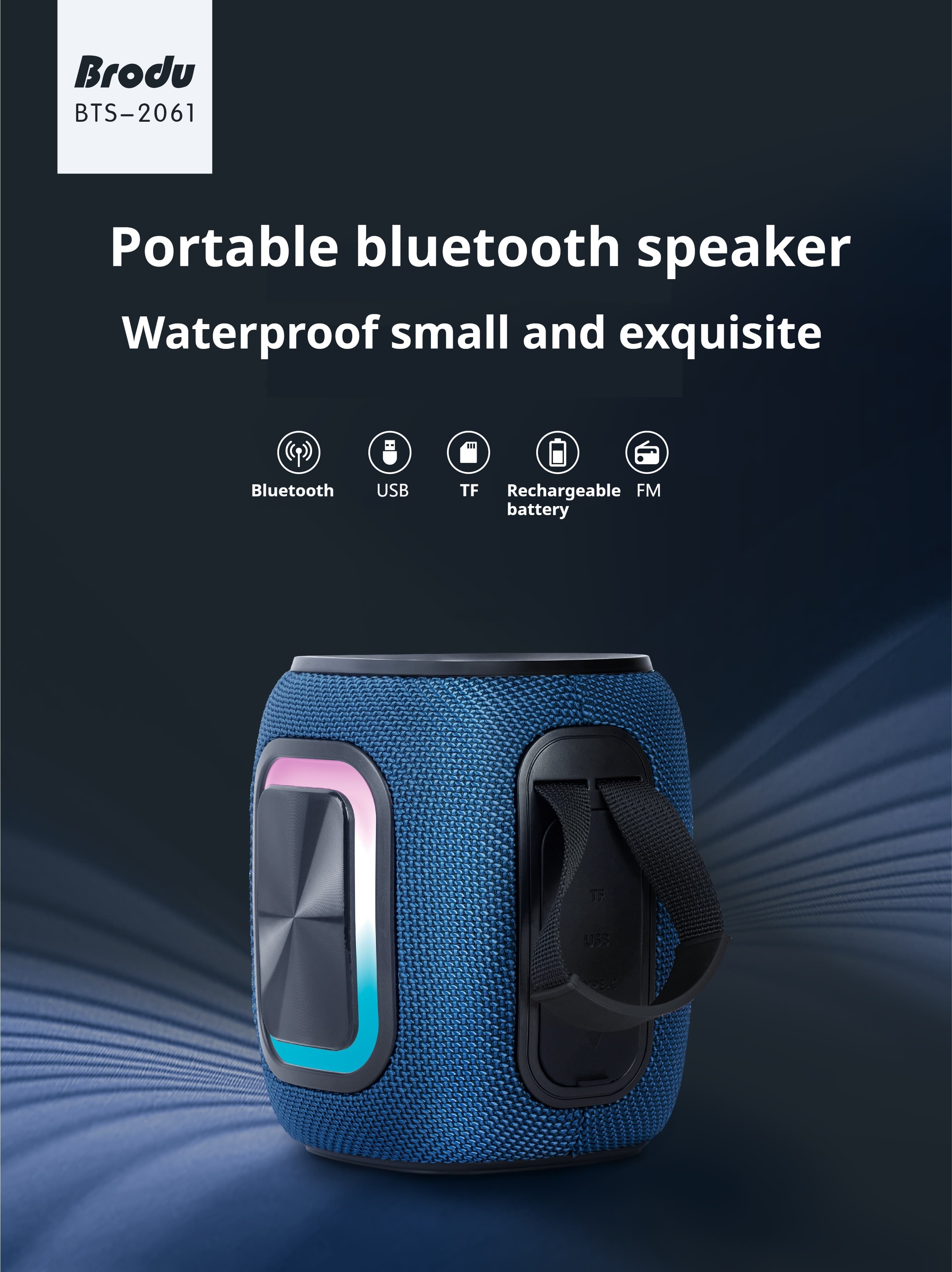 NEW Brodu BTS-2061 FREE USB Bluetooth Speaker RGB Light Waterproof ...