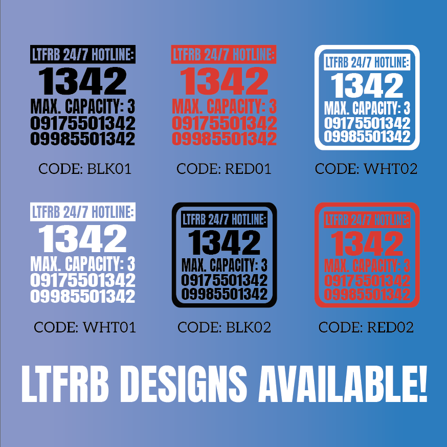 LTFRB HOTLINE STICKER Quality and Fast Shipping BIG SIZE FOR TRUCK L300 ...