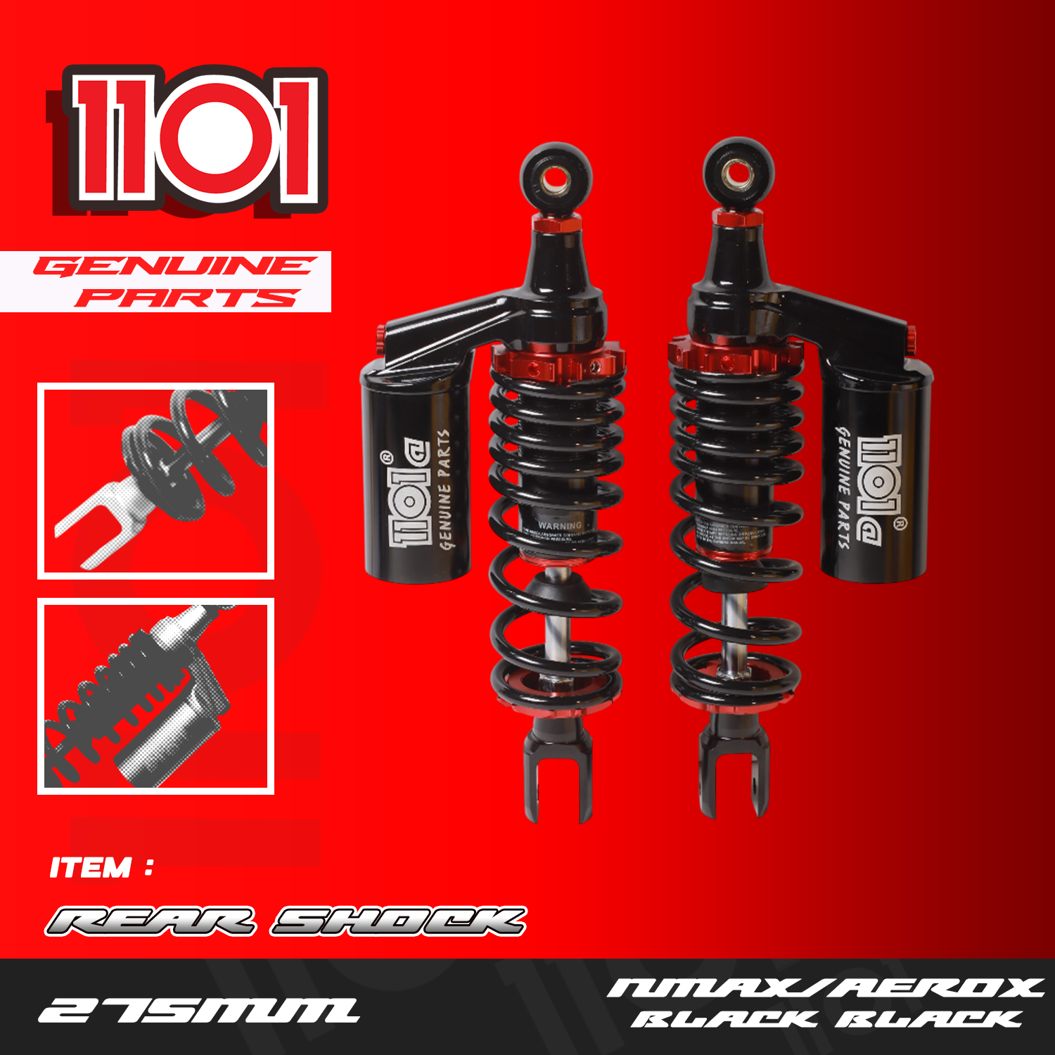 1101@Rear Shock 1pair For Nmax/Aerox V1/V2 275mm 300mm 330mm Nmax/Aerox ...
