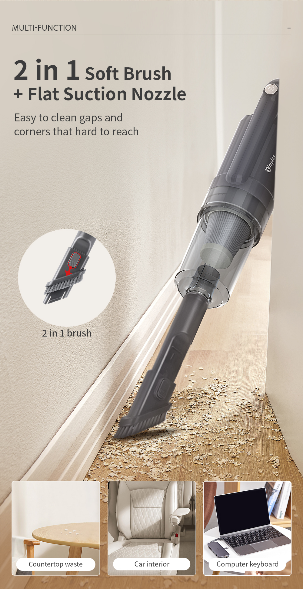 SimplusPink Vacuum Cleaner 18000PA Household Small High Suction Corded