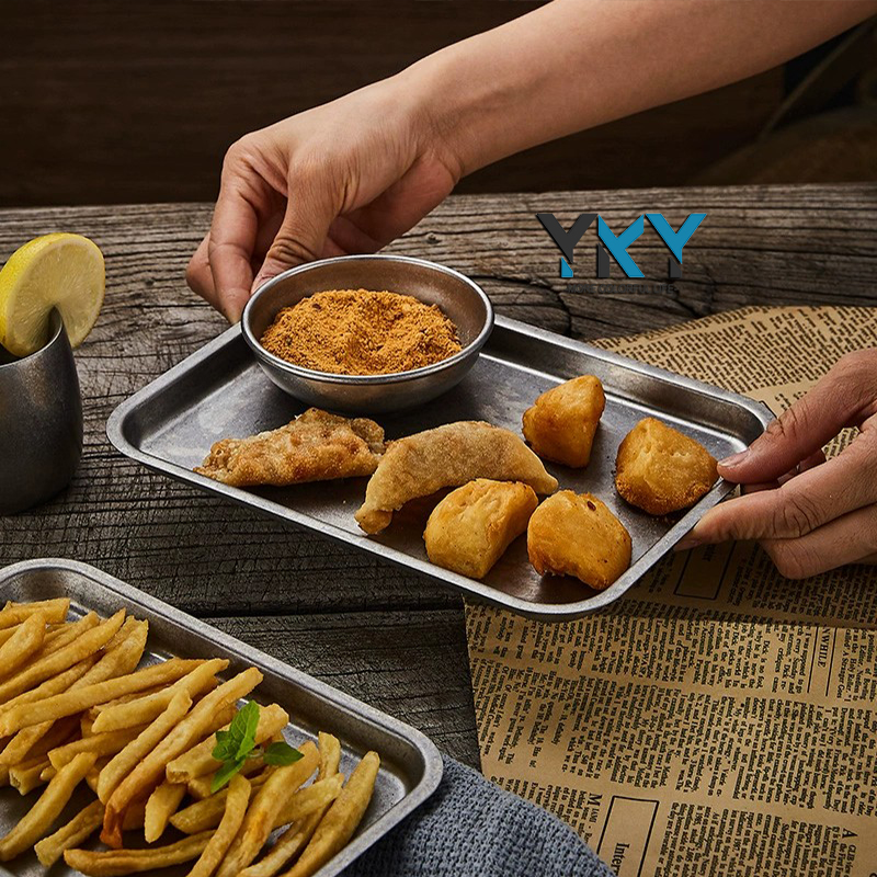 Retro Design Food Tray Stainless Steel Tray Rectangle Tray Snack ...