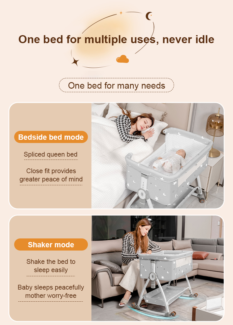 Advanced Baby Bed Silent Folding Multifunctional 6level Height