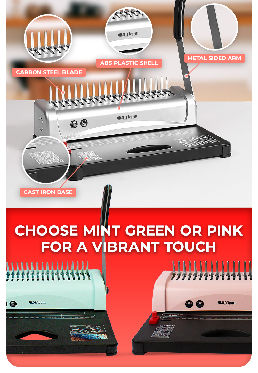 Comb Binding Machine STB12A A4 Size 21 Hole 12 Sheet Punch