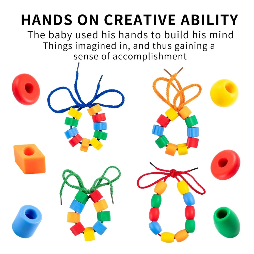 Lacing Beads Kids String Beads Toy Rope Threading Toys Montessori Fine ...