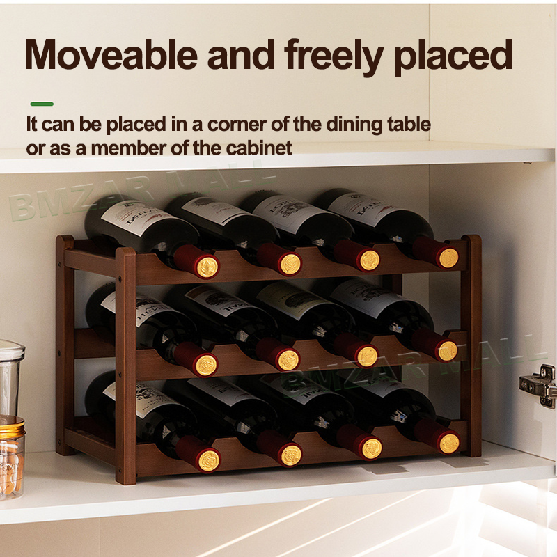 【On Hand】Bamboo Red Wine Rack Organizer Wood 6/9/16 Bottles Small ...