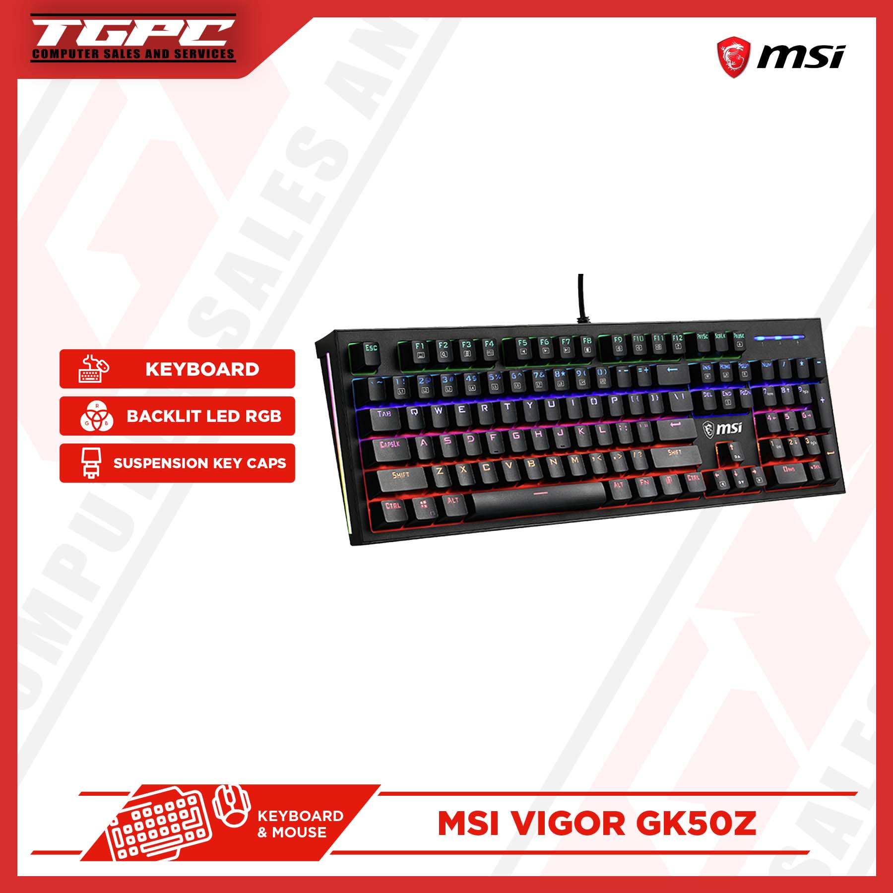 MSI VIGOR GK50Z & VIGOR GK50Z V2 Gaming Mechanical Keyboard RGB Light ...