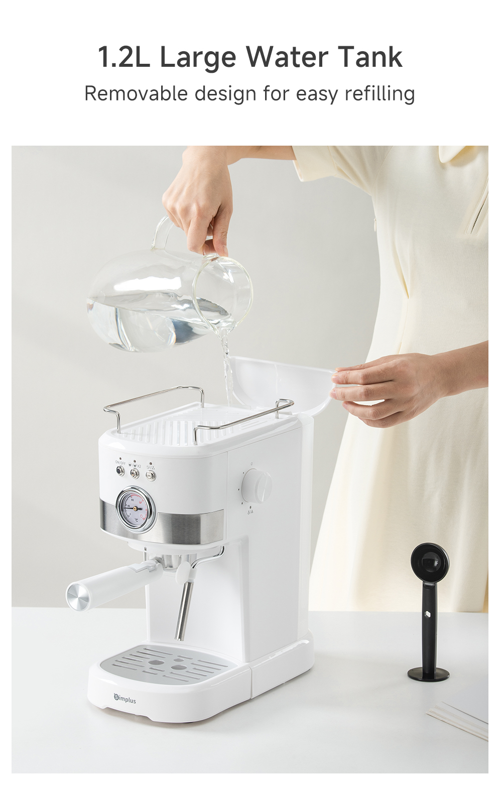 Simplus Coffee Maker Semi Automatic Espresso Extraction With Milk ...