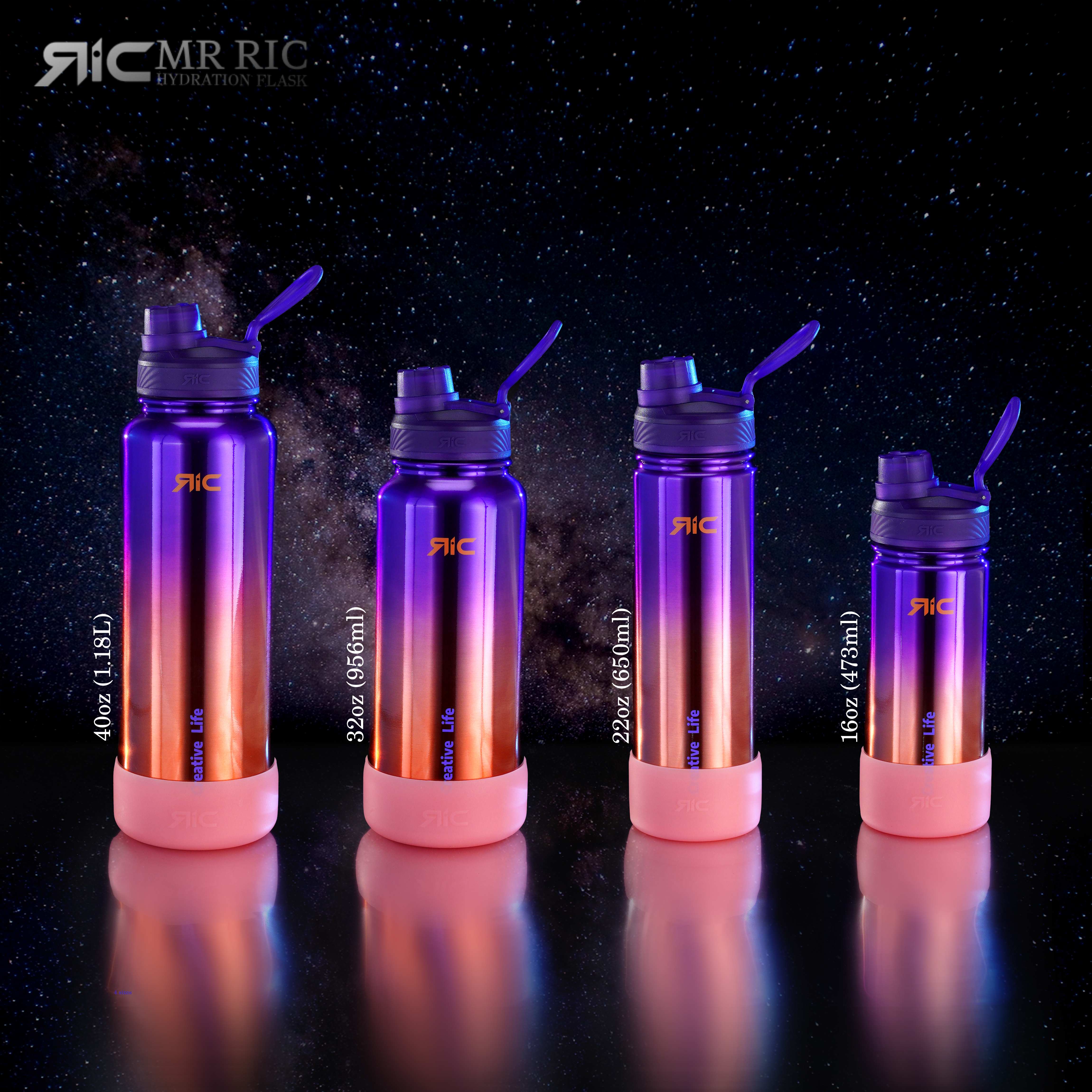 Mr Ric Metallic Hydration Flask with Boot Insulated Vacuum Water Bottle ...