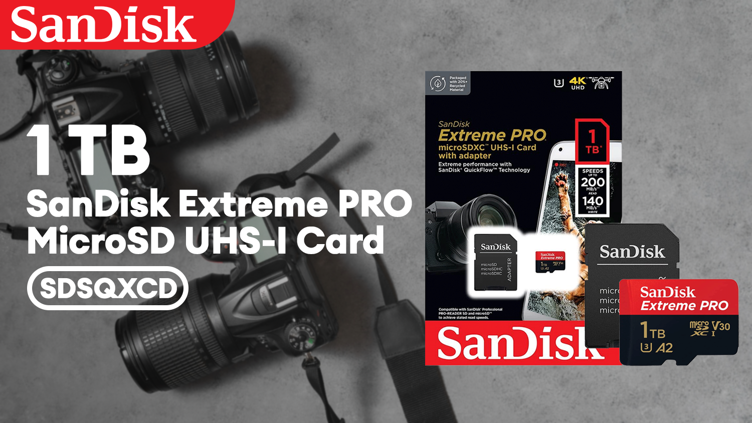 SanDisk Extreme PRO 1TB SDSQXCD MicroSD Card w/ Adapter, A2 UHS-I Class ...