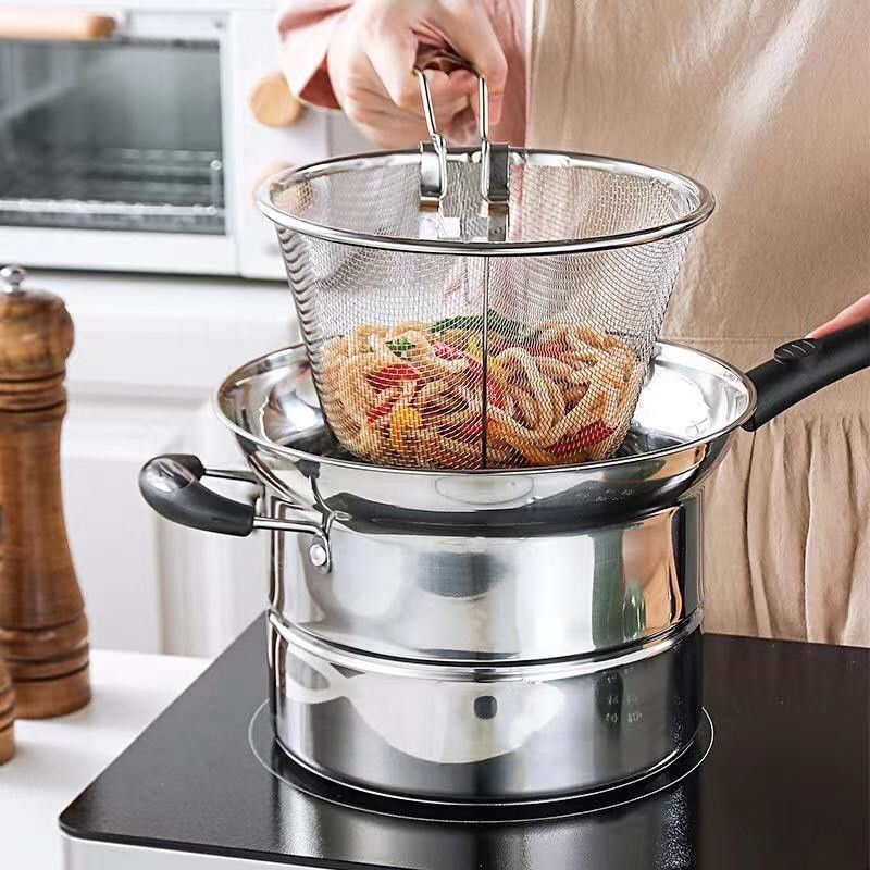 Multifunction Pot 3 in 1 Stainless Steel Steam and Deep Frying Pan ...