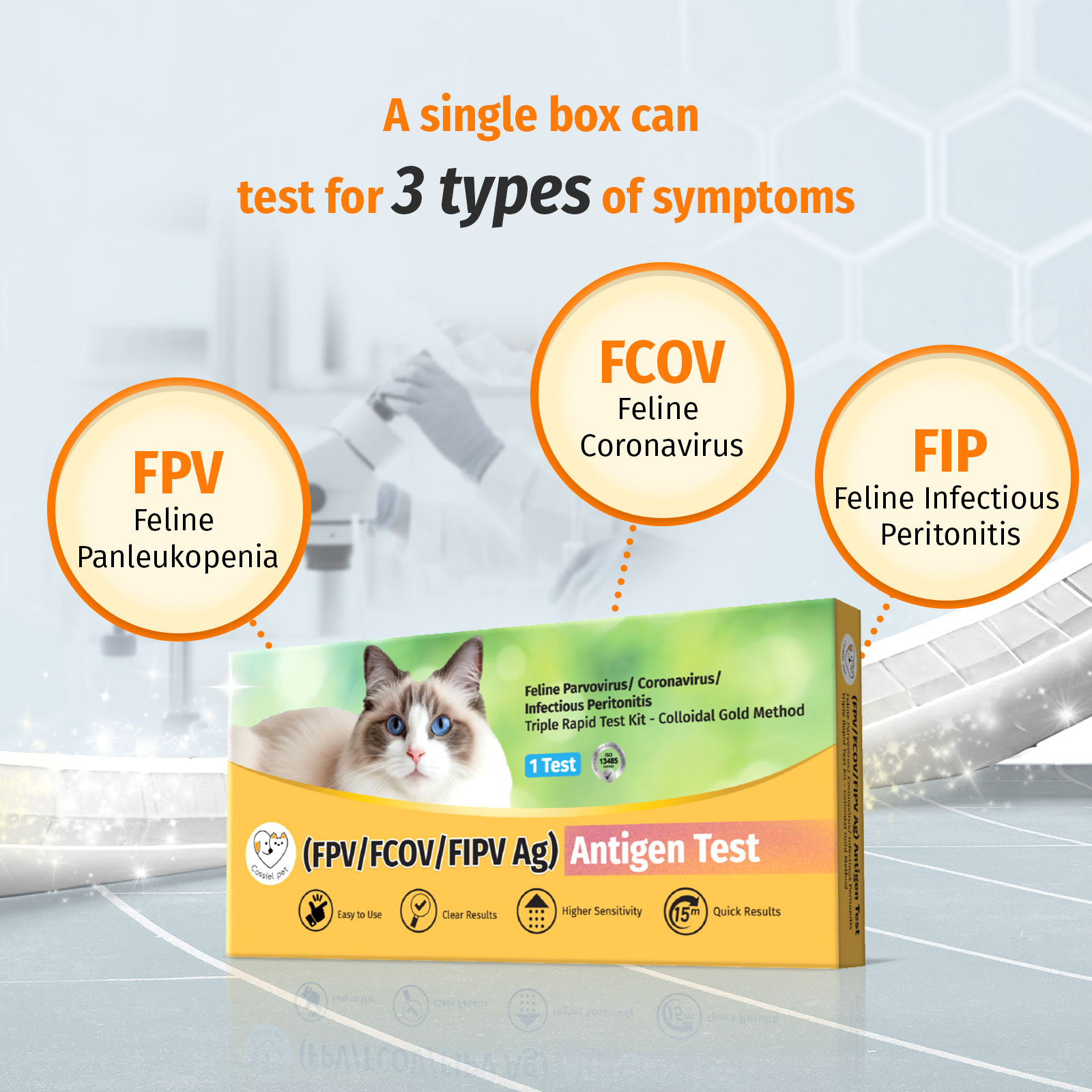 Cassiel Pet 3 In 1 Virus Rapid Test Kit For FPV FCOV FIP Fever Cough ...