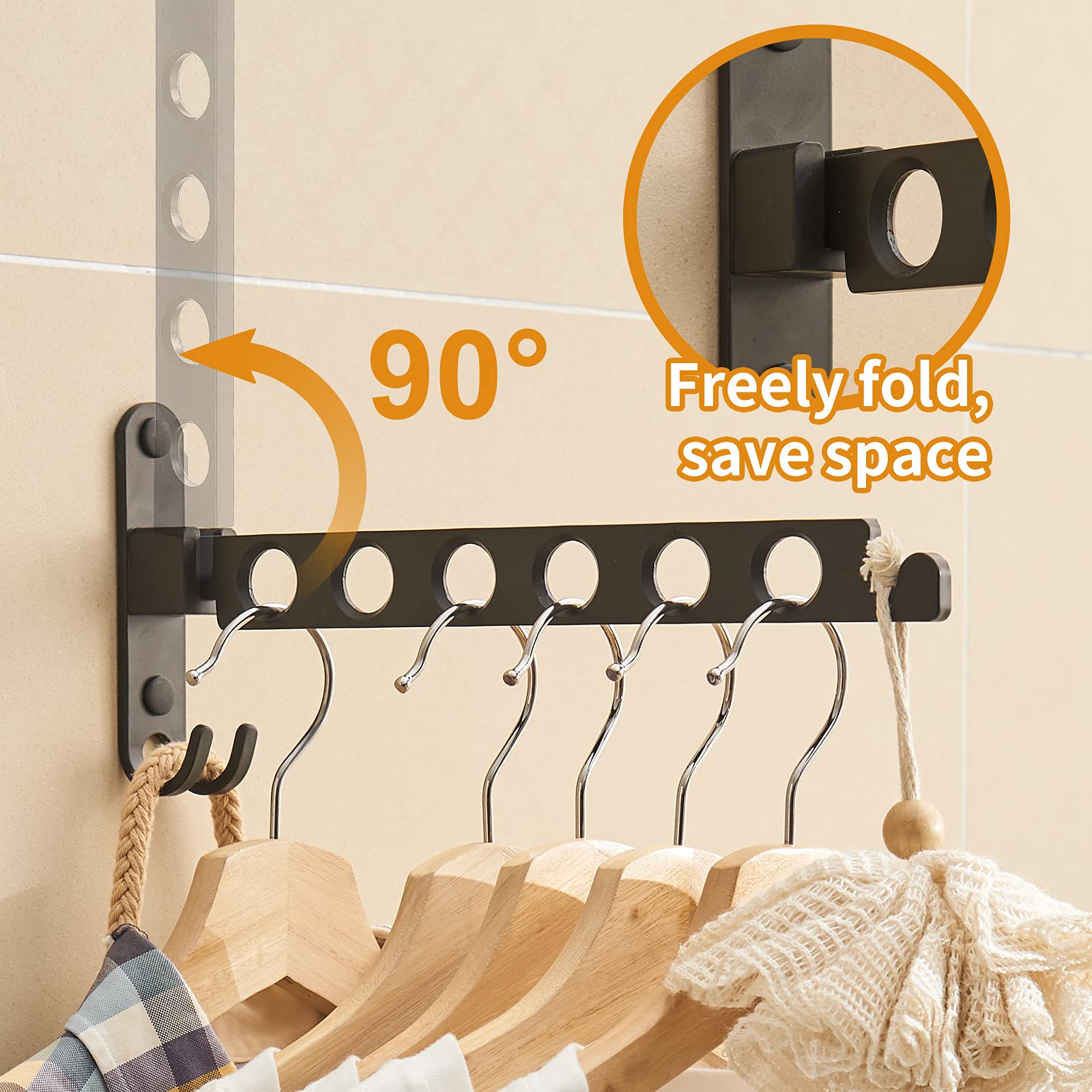 Storage Organizer Rack Stainless Steel Wall Mount Folding Clothes ...