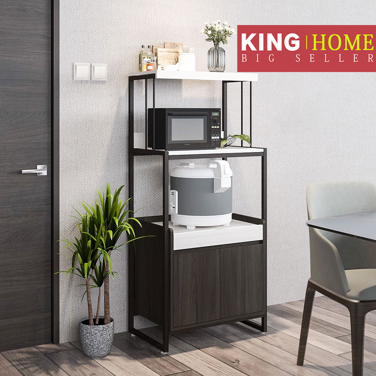 Vertical microwave storage cabinet, multi-layer kitchen storage rack ...