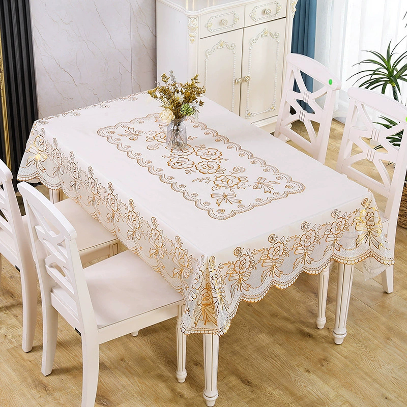 2/4/6/8Seat Exquisite Gold Tablecloth Mantel Waterproof Oil-Proof Spill ...