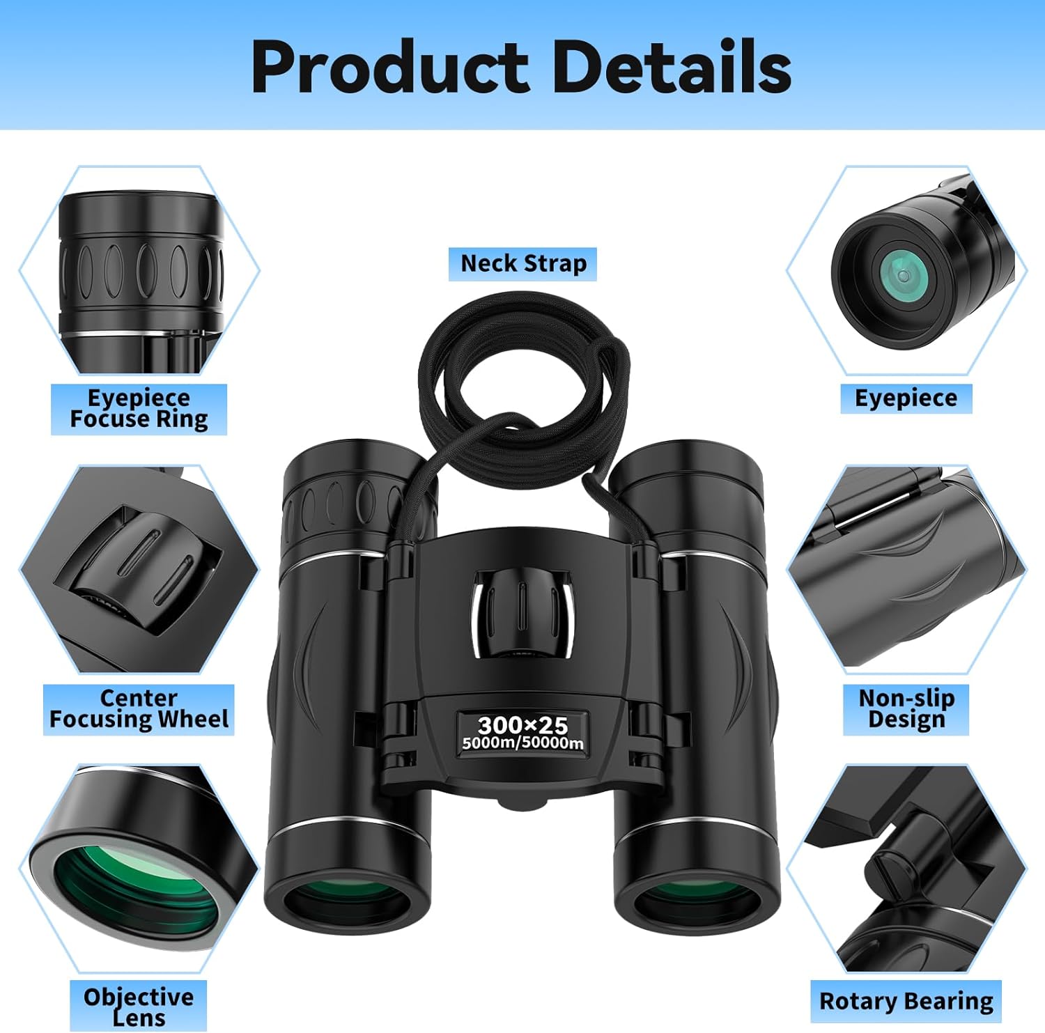 Portable HD Zoom 5000M/50000M Binoculars Powerful Folding Long Distance ...