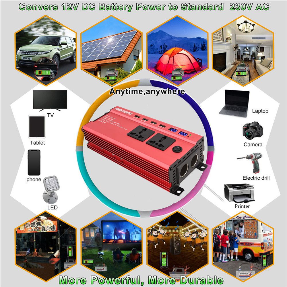 JOYUHON 6000W Solar System Set Power Inverter 12V TO 220V Built-in ...