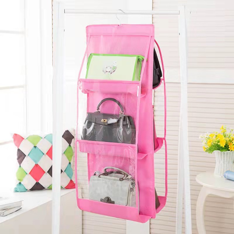 6 Pocket Large Clear Purse Handbag Hanging Storage Bag Rack COD ...