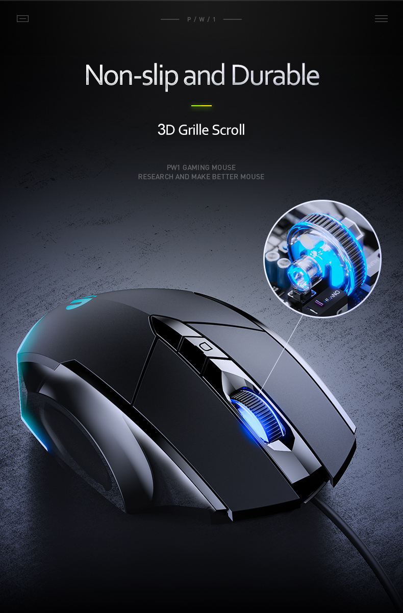 Inphic W1 6Keys Wired Gaming Mouse RGB Macro Programmable Ergonomic ...