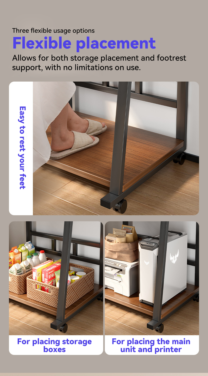 Double Layered Computer Desk With Wheels For Easy Mobility And ...
