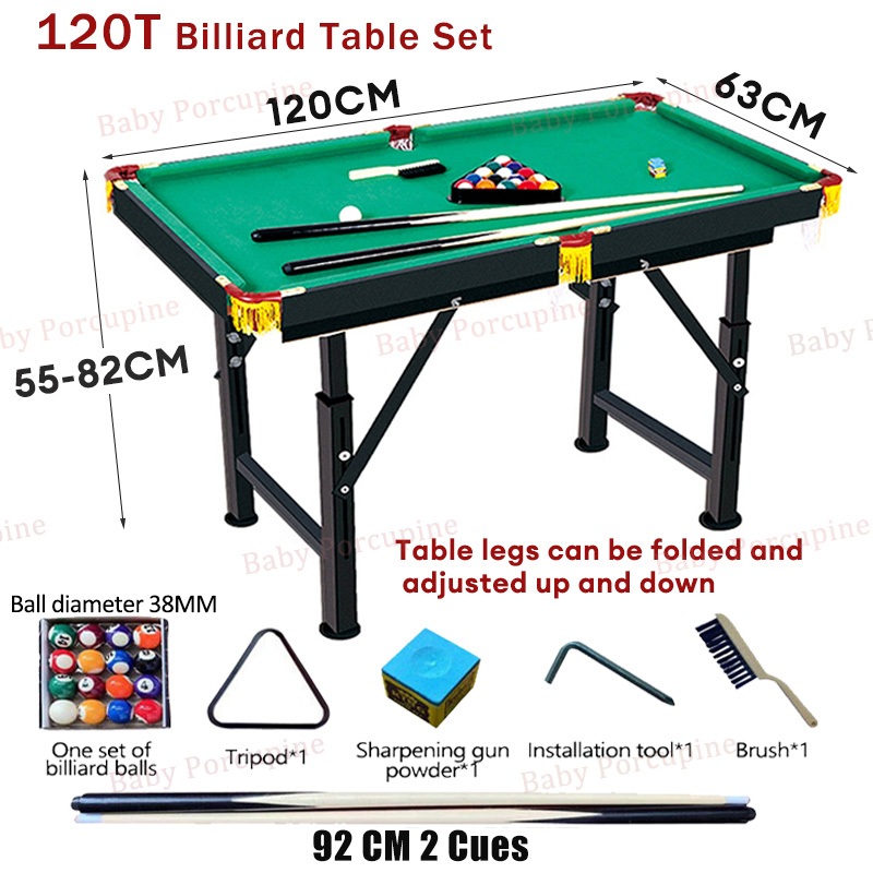 【Sa stock】120cm Billiard Table for Kids Adjustable Metal Legs Billiard ...