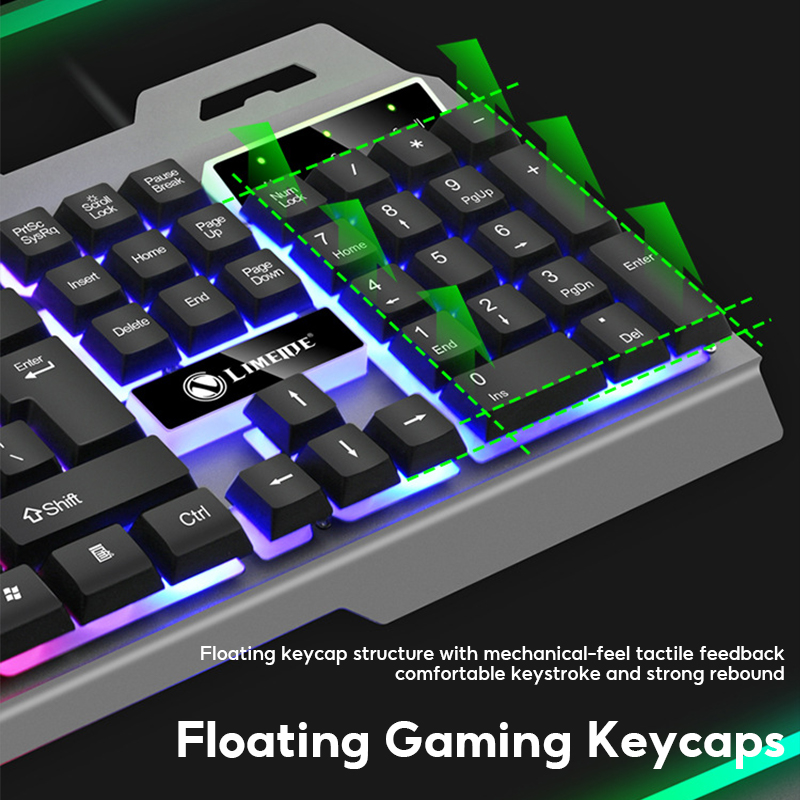 Gaming Keyboard Mechanical Feel 104 Keys Backlight Wired Keyboard With ...