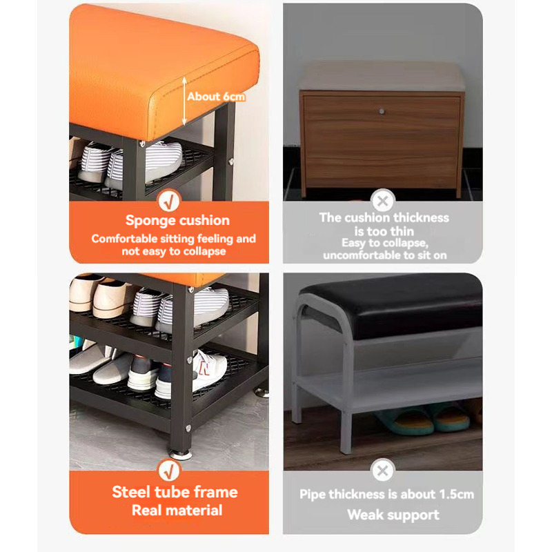 Shoe Changing Bench Metal Shoe Storage Shoe Rack With Soft Cushion Shoe ...