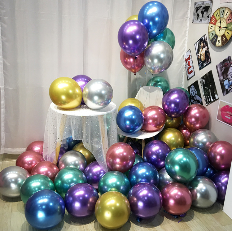 10inch 50pcs chrome balloon metallic latex chromium balloon birthday ...