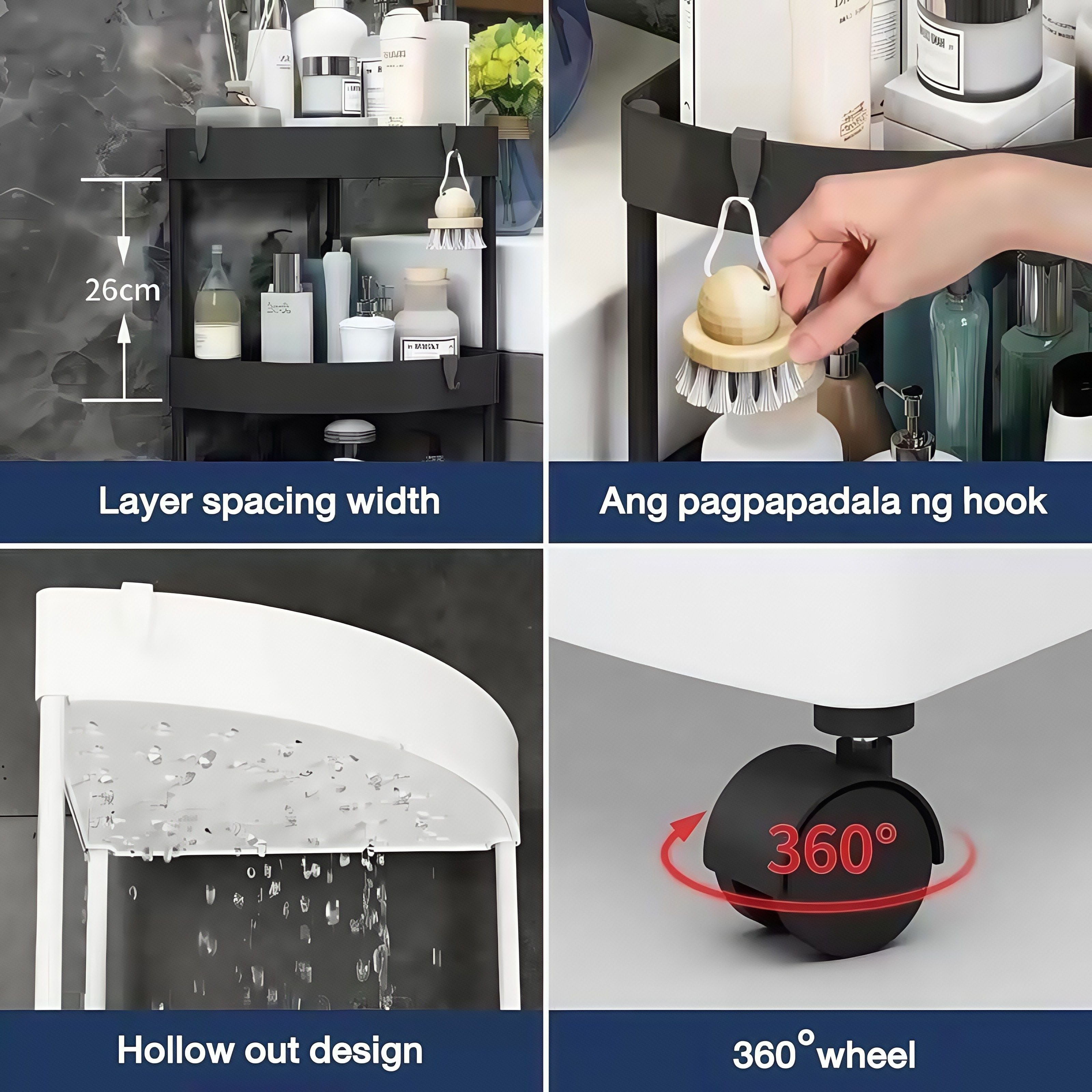 HEEFESL Bathroom Organizer Rack Toiletries Organizer Comfort Room Corner Organizer Rack CR ...