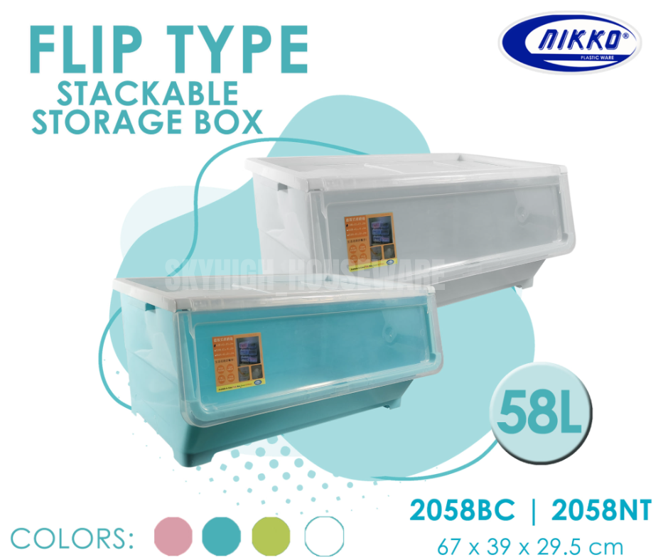 NIKKO HEAVY DUTY 58 LITERS STORAGE BOX FLIP TYPE WITH WHEELS / FOOD ...
